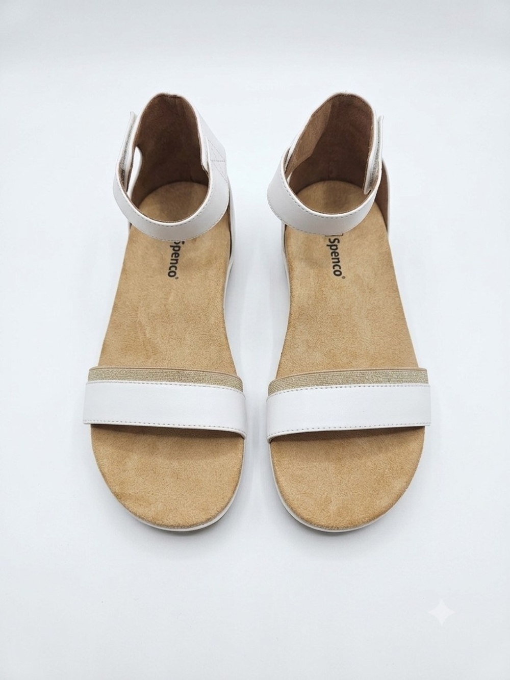 Spenco Women's White Flat Sandals Hook & Loop Comfort Synthetic Upper, Size 8